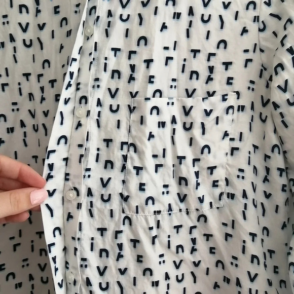 Maje Chacha Letter Print Silk Viscose Button Up Blouse Twee Maje 1 or Small - Picture 8 of 16
